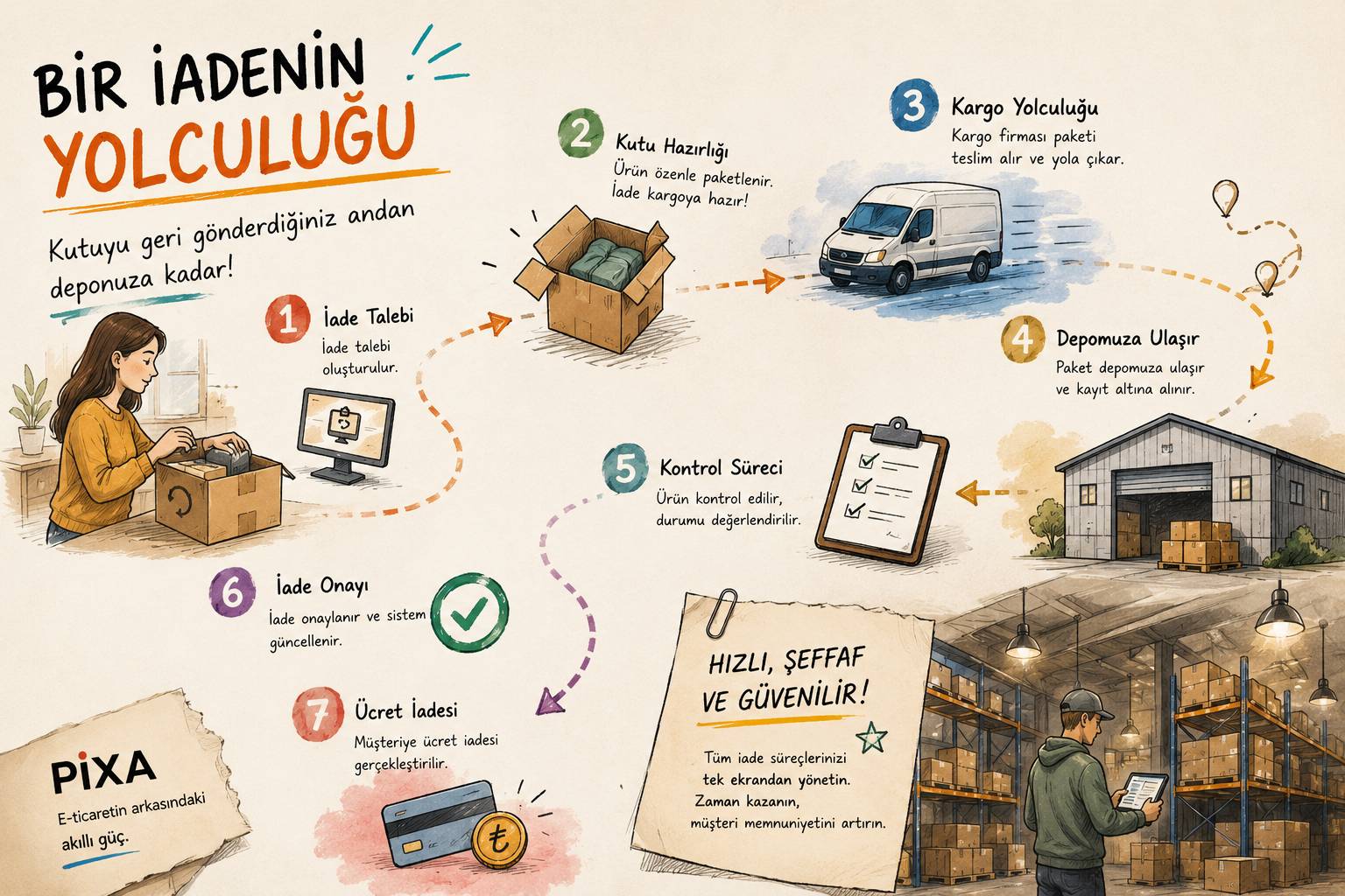 Bir İadenin Yolculuğu: Kutuyu Geri Gönderdiğiniz Andan Deponuza Kadar